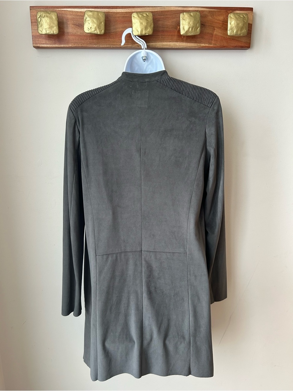 Sandwich Faux Microsuede Drape Jacket Gray Moto 90s Minimalism Quiet Luxury - Picture 7 of 15